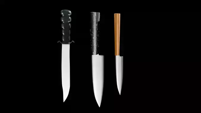 Realistic Knife Set  3D Weapon and Kitchen Tool Pack