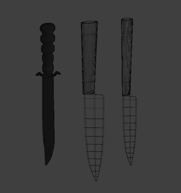 Realistic Knife Set 3D Weapon and Kitchen Tool Pack Low-poly 3D model_5