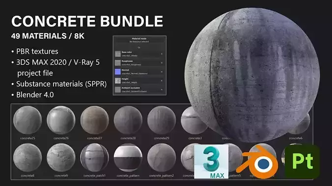 Concrete Bundle - 49 Materials - 8K
