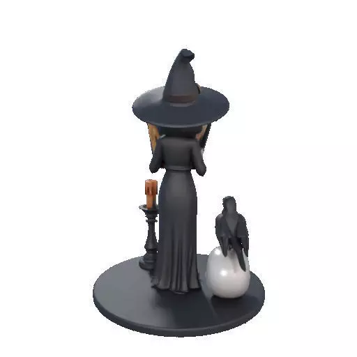 2505 Halloween Witch with Spell book Skull Raven and Pumpkin 3D print model_19