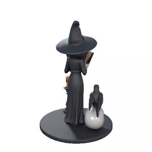 2505 Halloween Witch with Spell book Skull Raven and Pumpkin 3D print model_18