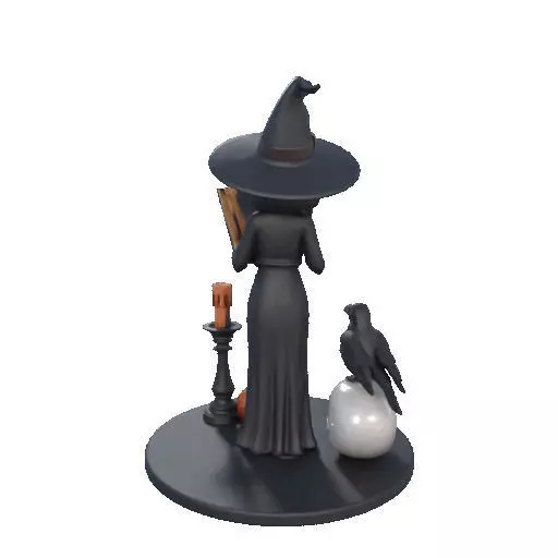 2505 Halloween Witch with Spell book Skull Raven and Pumpkin 3D print model_20