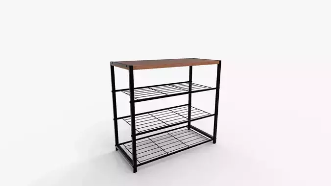 3 Tiers Wooden Shoe Rack Metal Shoe Benches for Hallway