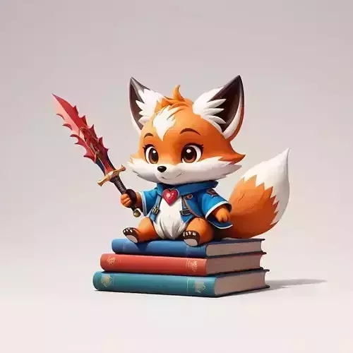 Fox Sitting on a Book - 3D Sculpture Model