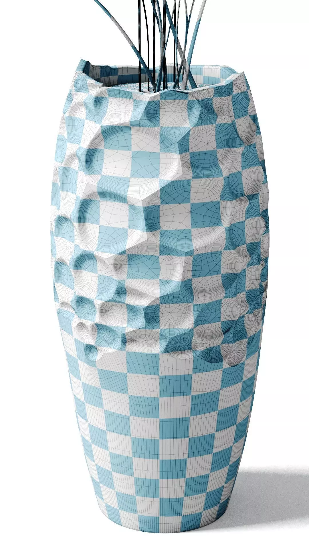 Red anthurium Plant in a decorative vase 3D model_13