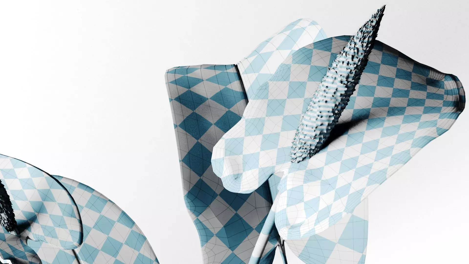 Red anthurium Plant in a decorative vase 3D model_16