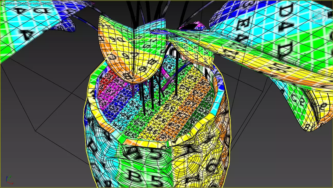 Red anthurium Plant in a decorative vase 3D model_10