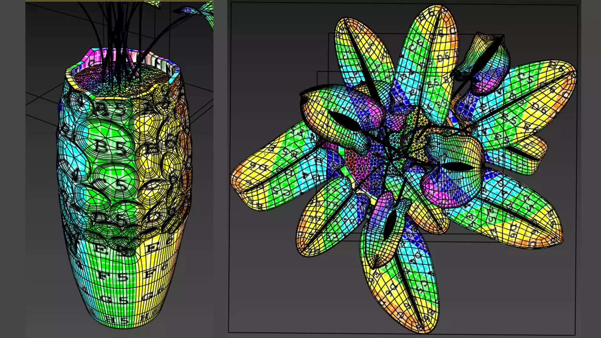 Red anthurium Plant in a decorative vase 3D model_12