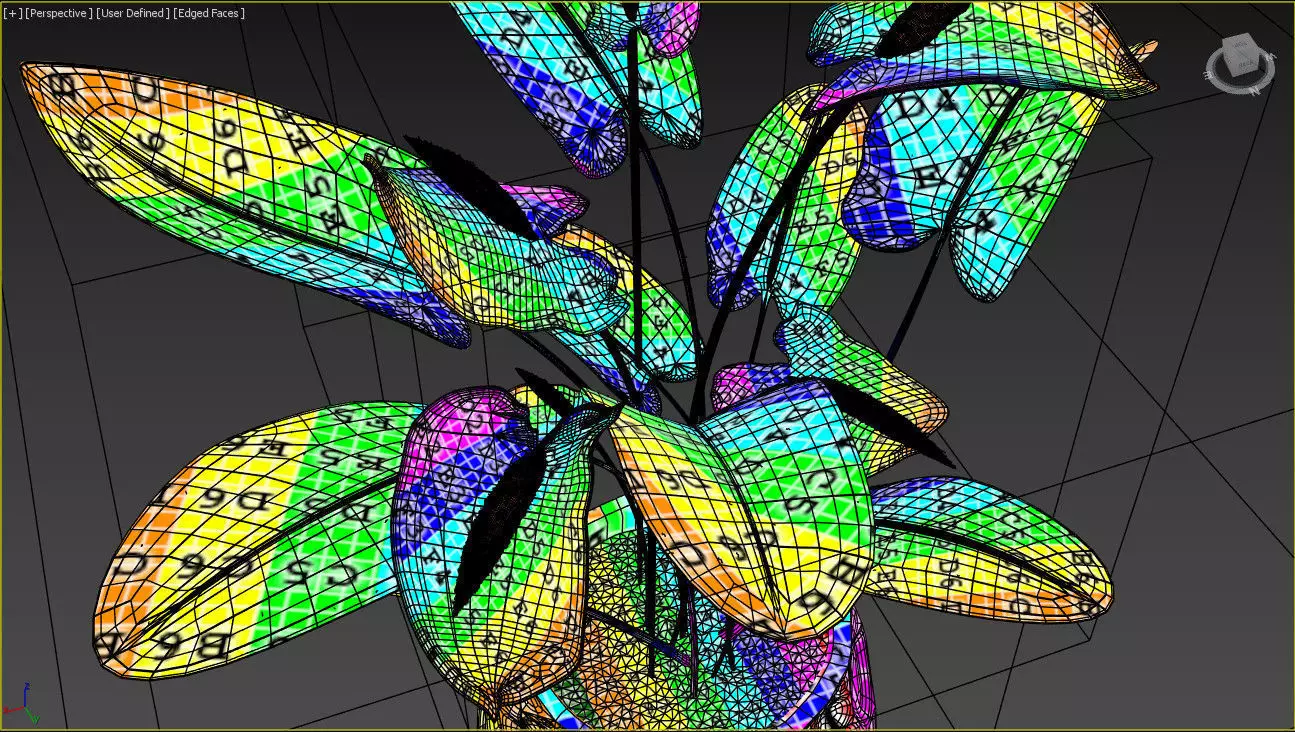 Red anthurium Plant in a decorative vase 3D model_11