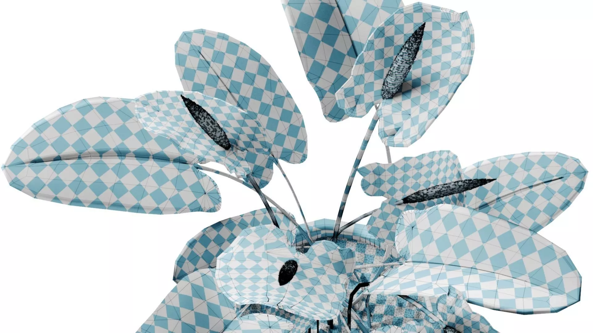 Red anthurium Plant in a decorative vase 3D model_18