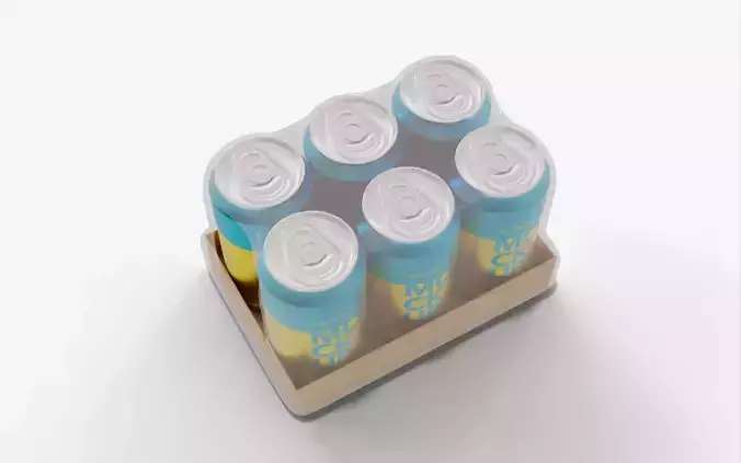 Blue Soda Can Pack of 6 3D model 3
