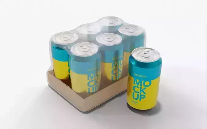 Blue Soda Can Pack of 6 3D model 5