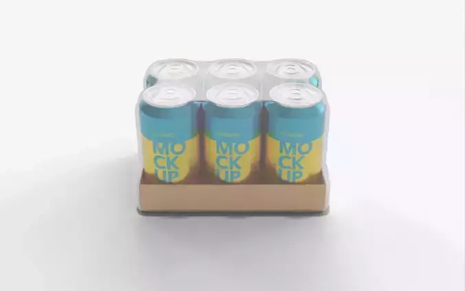 Blue Soda Can Pack of 6 3D model 4