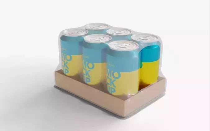 Blue Soda Can Pack of 6 3D model 2