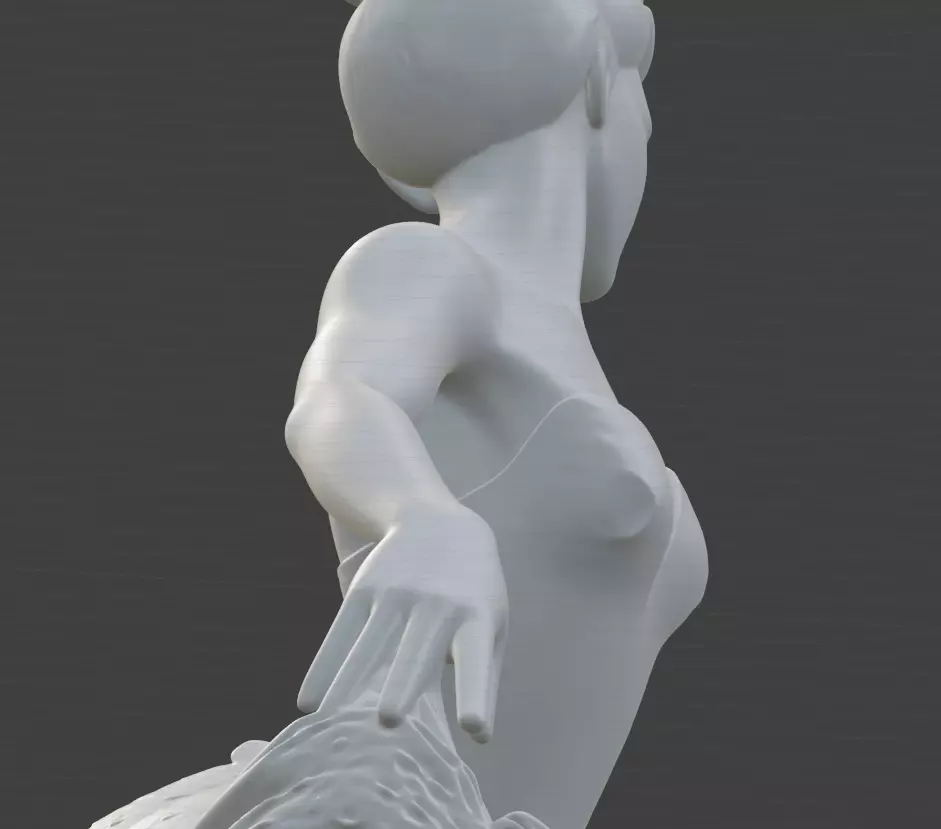 Monochrome Ballerina Sculpture Marble Dancer Flowing Tutu 3D Low-poly 3D model_8