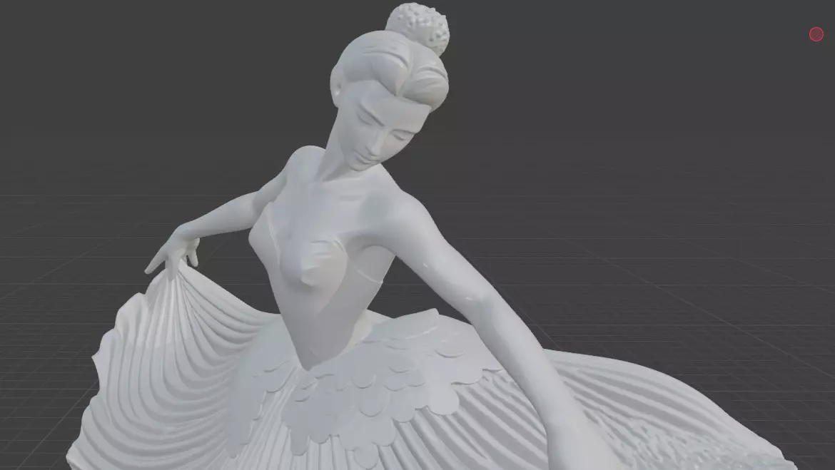 Monochrome Ballerina Sculpture Marble Dancer Flowing Tutu 3D Low-poly 3D model_7