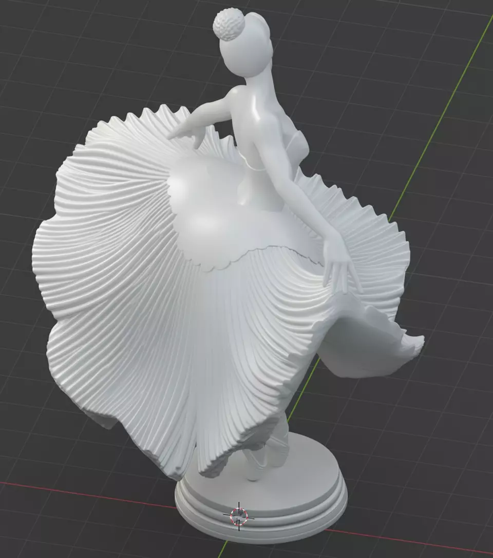 Monochrome Ballerina Sculpture Marble Dancer Flowing Tutu 3D Low-poly 3D model_9