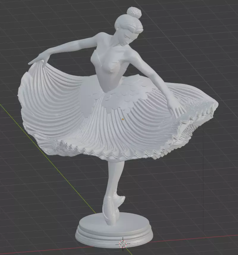 Monochrome Ballerina Sculpture Marble Dancer Flowing Tutu 3D Low-poly 3D model_4