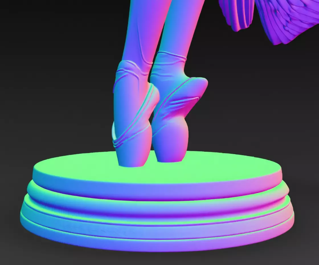 Monochrome Ballerina Sculpture Marble Dancer Flowing Tutu 3D Low-poly 3D model_6