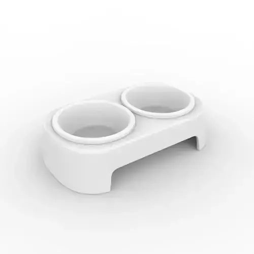 Double Dish Pet Feeder 3D Printable Model