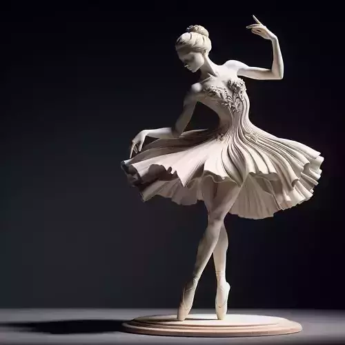 Elegant Ballerina Sculpture Porcelain Dancer Mid-Twirl 3D Low-poly 3D model