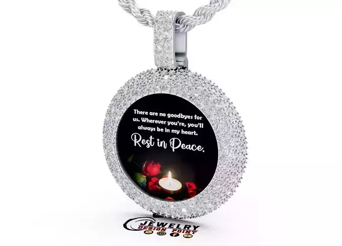 Custom RIP Memory Pictuer Pendant - Mosaic diamond Necklace 