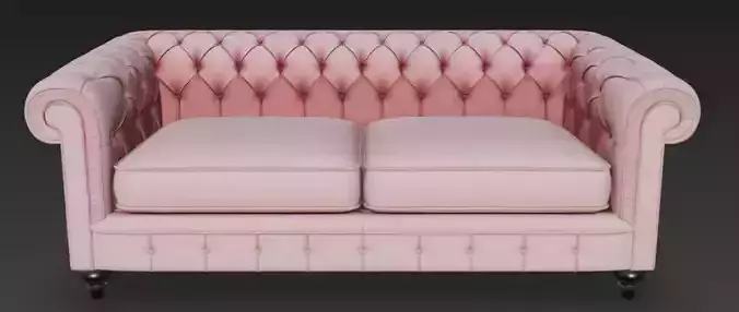 Pink Chesterfield Sofa 3D Model 3D model