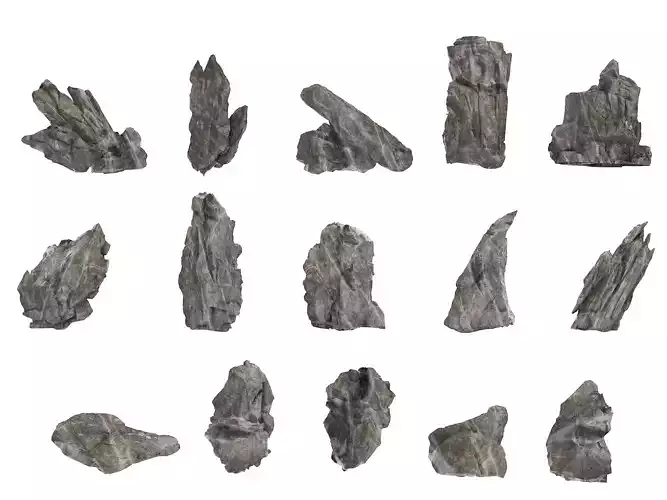 Rocks and stones Low-poly 3D model