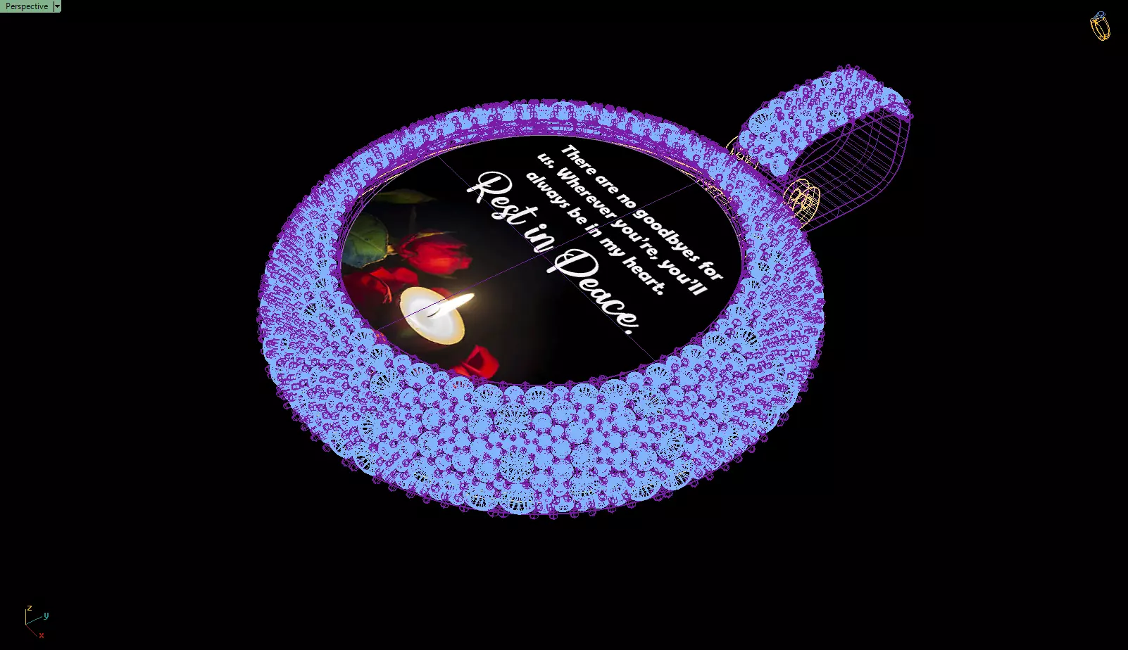 Custom RIP Memory Pictuer Pendant - Mosaic diamond Necklace  3D print model_14