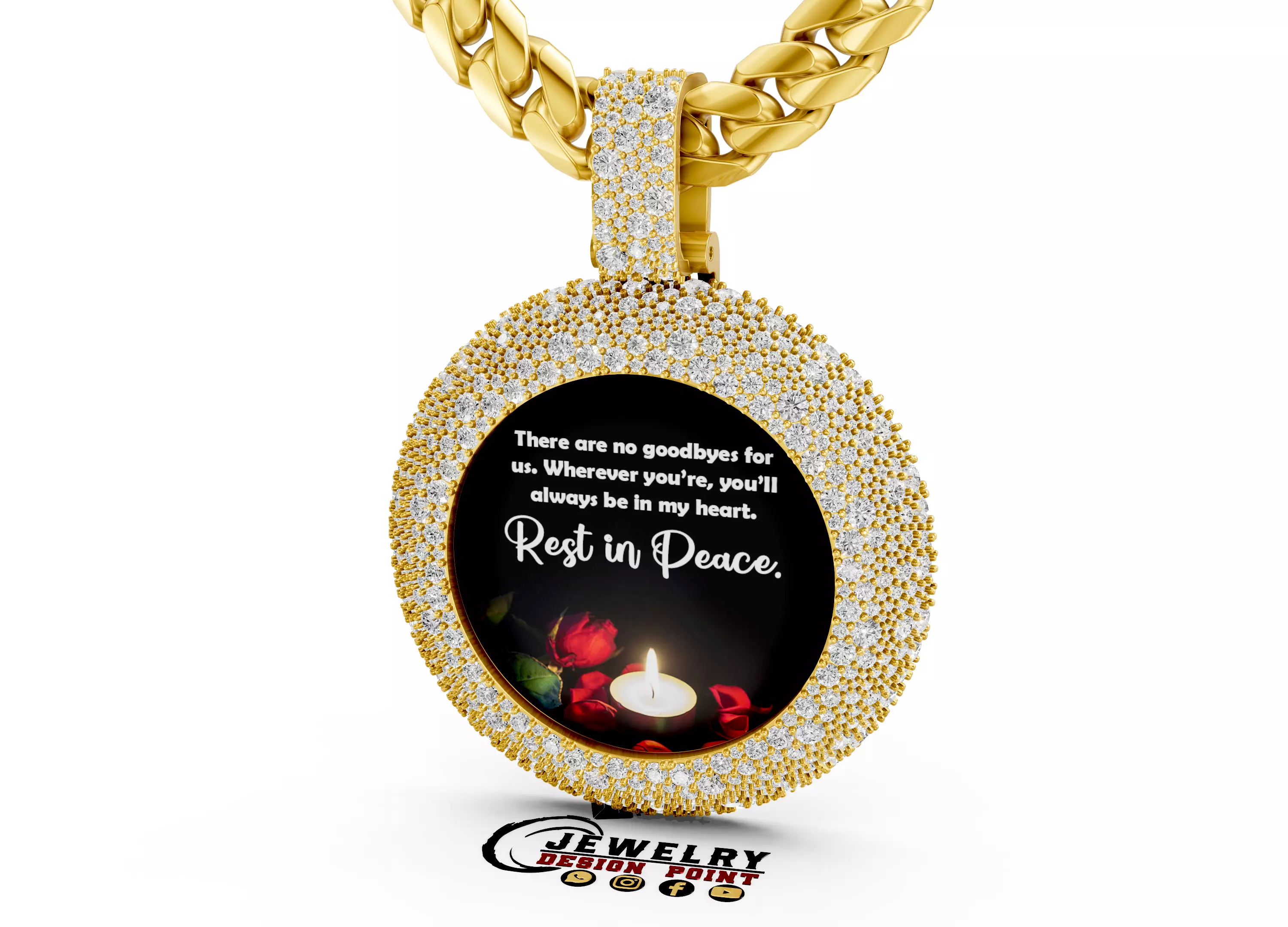 Custom RIP Memory Pictuer Pendant - Mosaic diamond Necklace  3D print model_0