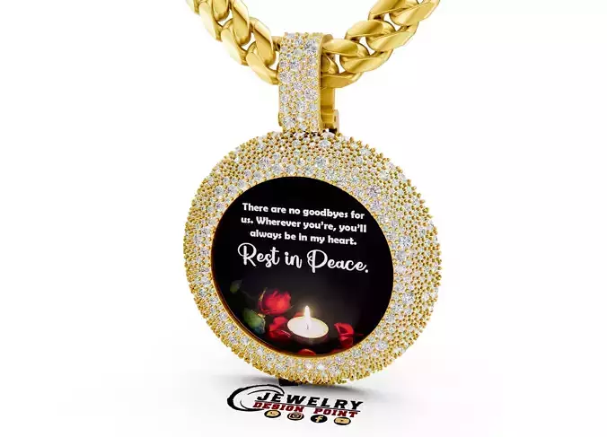 Custom RIP Memory Pictuer Pendant - Mosaic diamond Necklace 