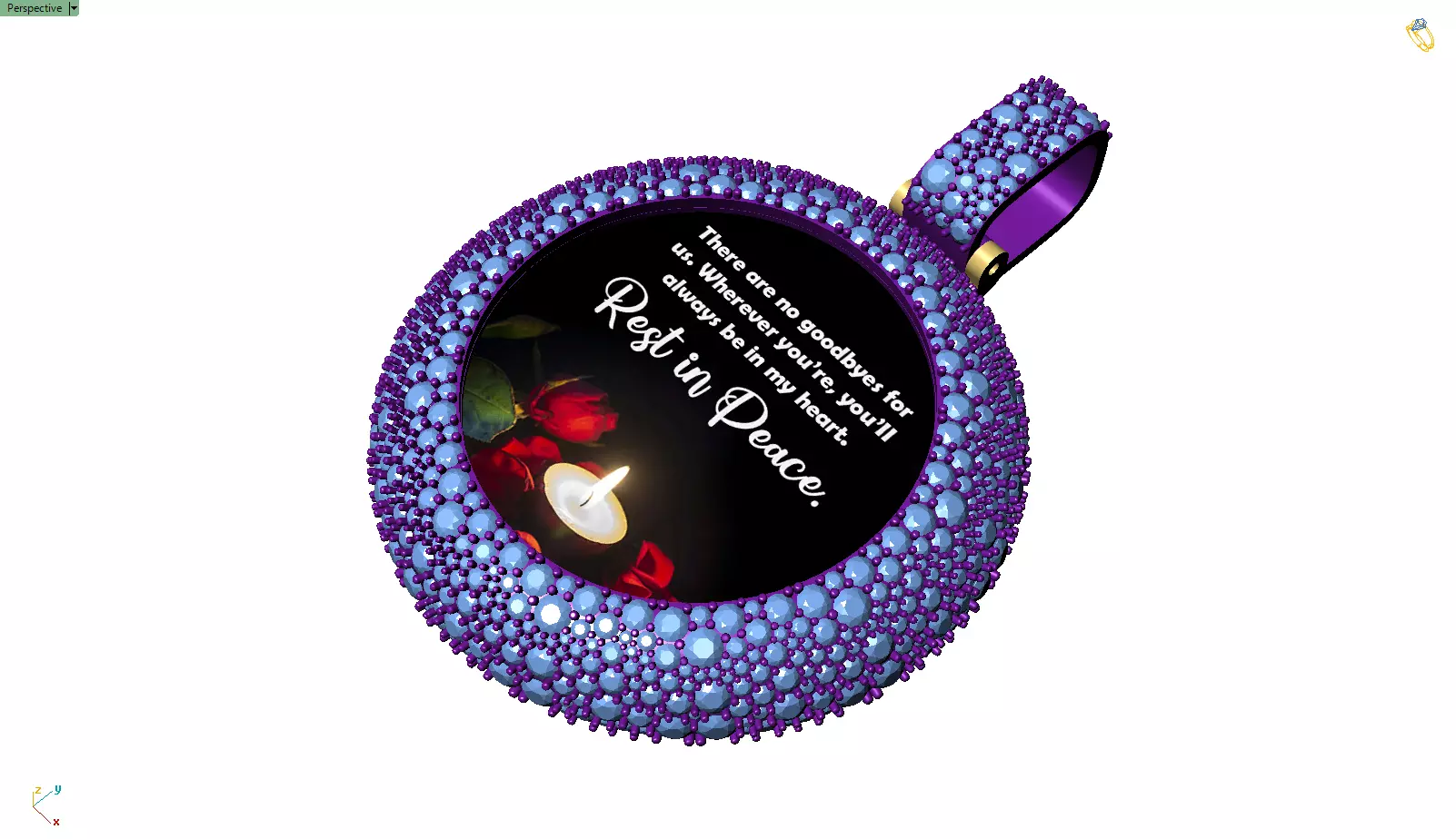 Custom RIP Memory Pictuer Pendant - Mosaic diamond Necklace  3D print model_4