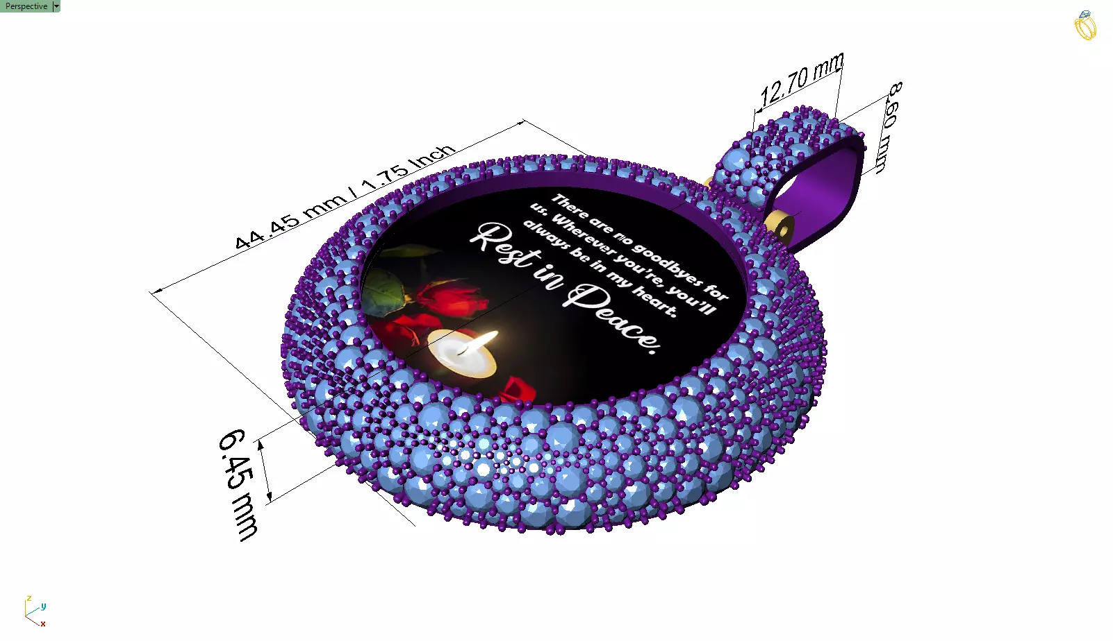 Custom RIP Memory Pictuer Pendant - Mosaic diamond Necklace  3D print model_8