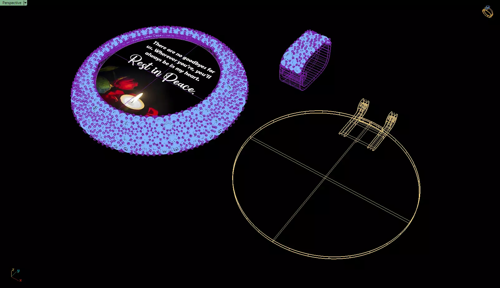 Custom RIP Memory Pictuer Pendant - Mosaic diamond Necklace  3D print model_16