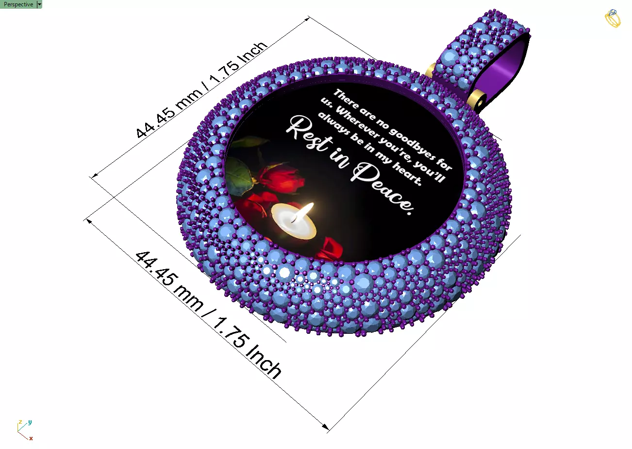 Custom RIP Memory Pictuer Pendant - Mosaic diamond Necklace  3D print model_7