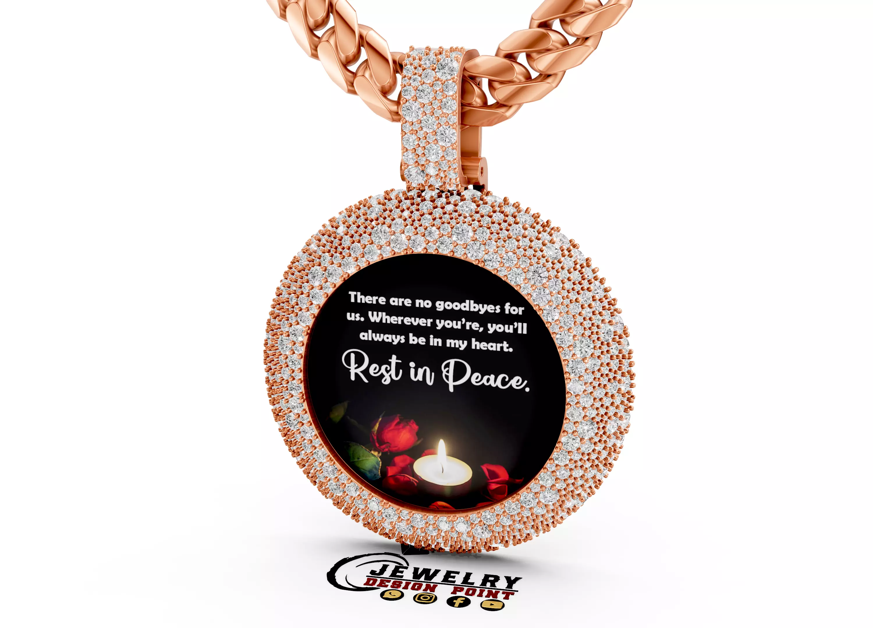 Custom RIP Memory Pictuer Pendant - Mosaic diamond Necklace  3D print model_2