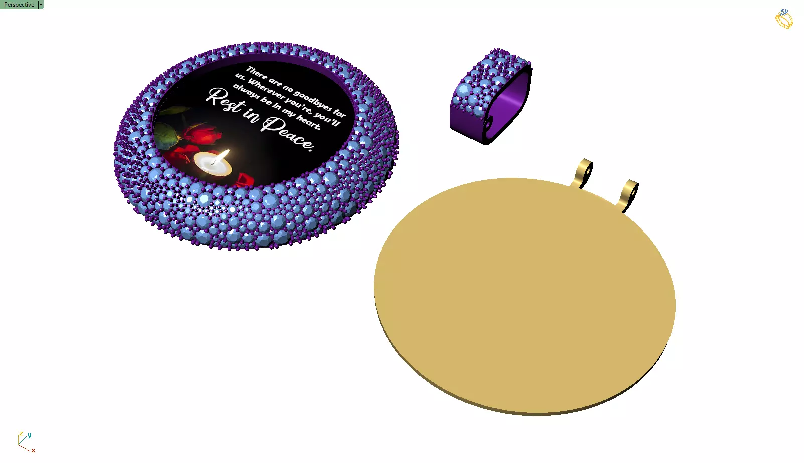 Custom RIP Memory Pictuer Pendant - Mosaic diamond Necklace  3D print model_13