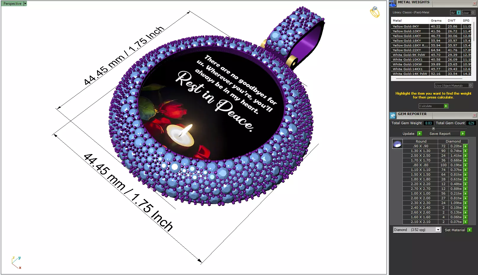 Custom RIP Memory Pictuer Pendant - Mosaic diamond Necklace  3D print model_6