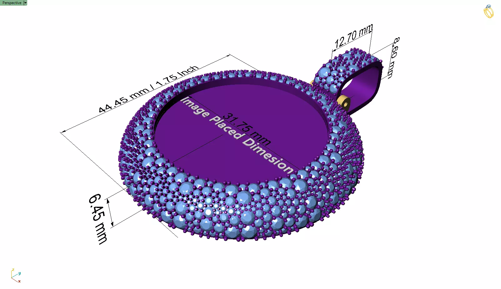 Custom RIP Memory Pictuer Pendant - Mosaic diamond Necklace  3D print model_9