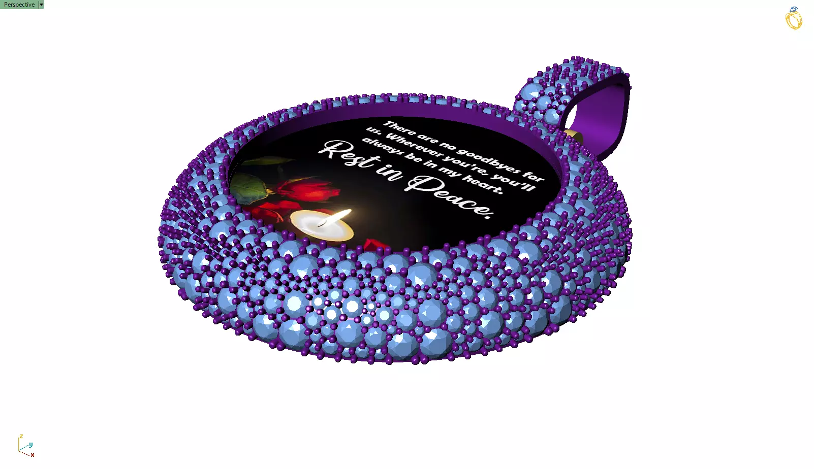 Custom RIP Memory Pictuer Pendant - Mosaic diamond Necklace  3D print model_10