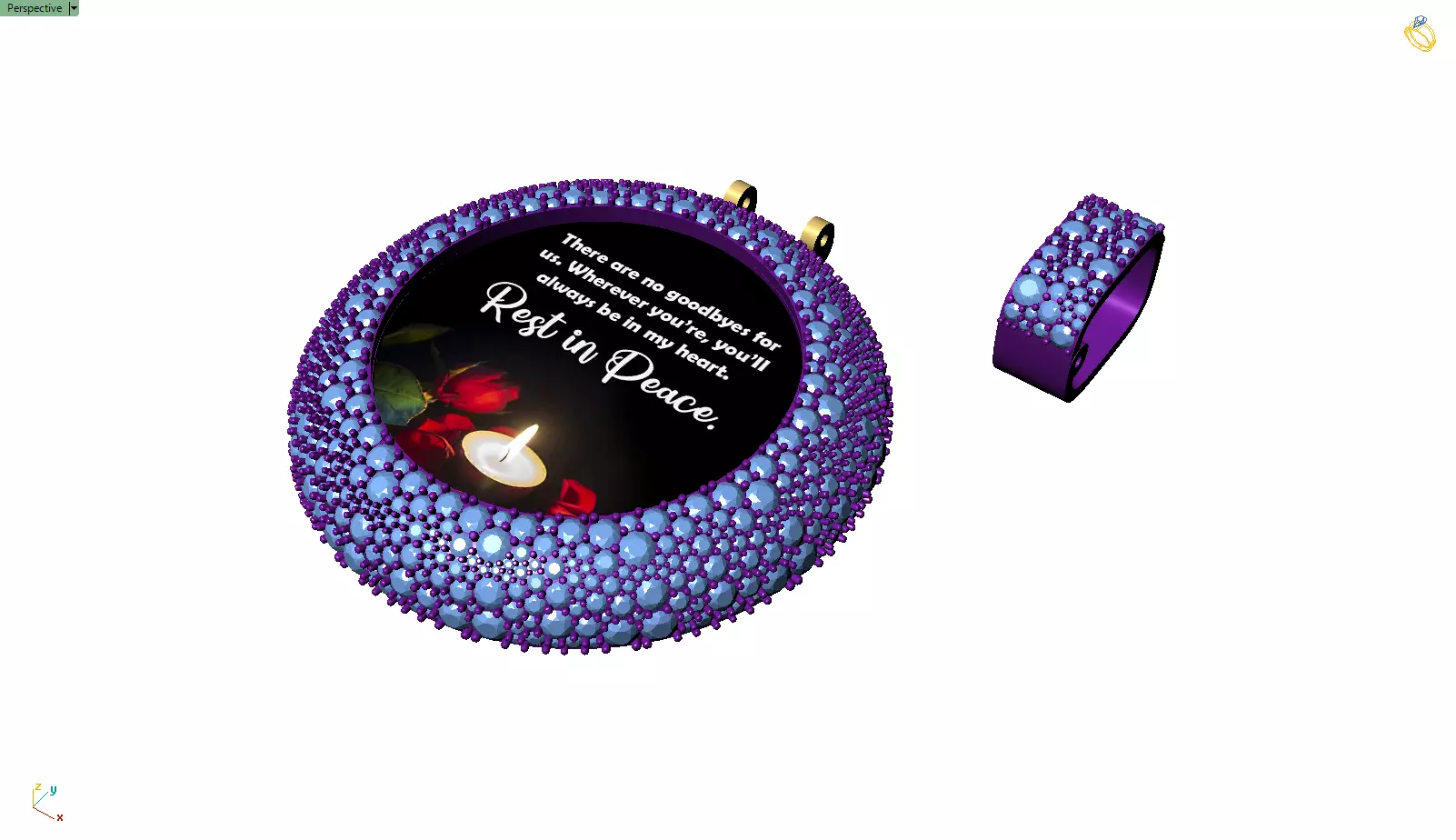 Custom RIP Memory Pictuer Pendant - Mosaic diamond Necklace  3D print model_11