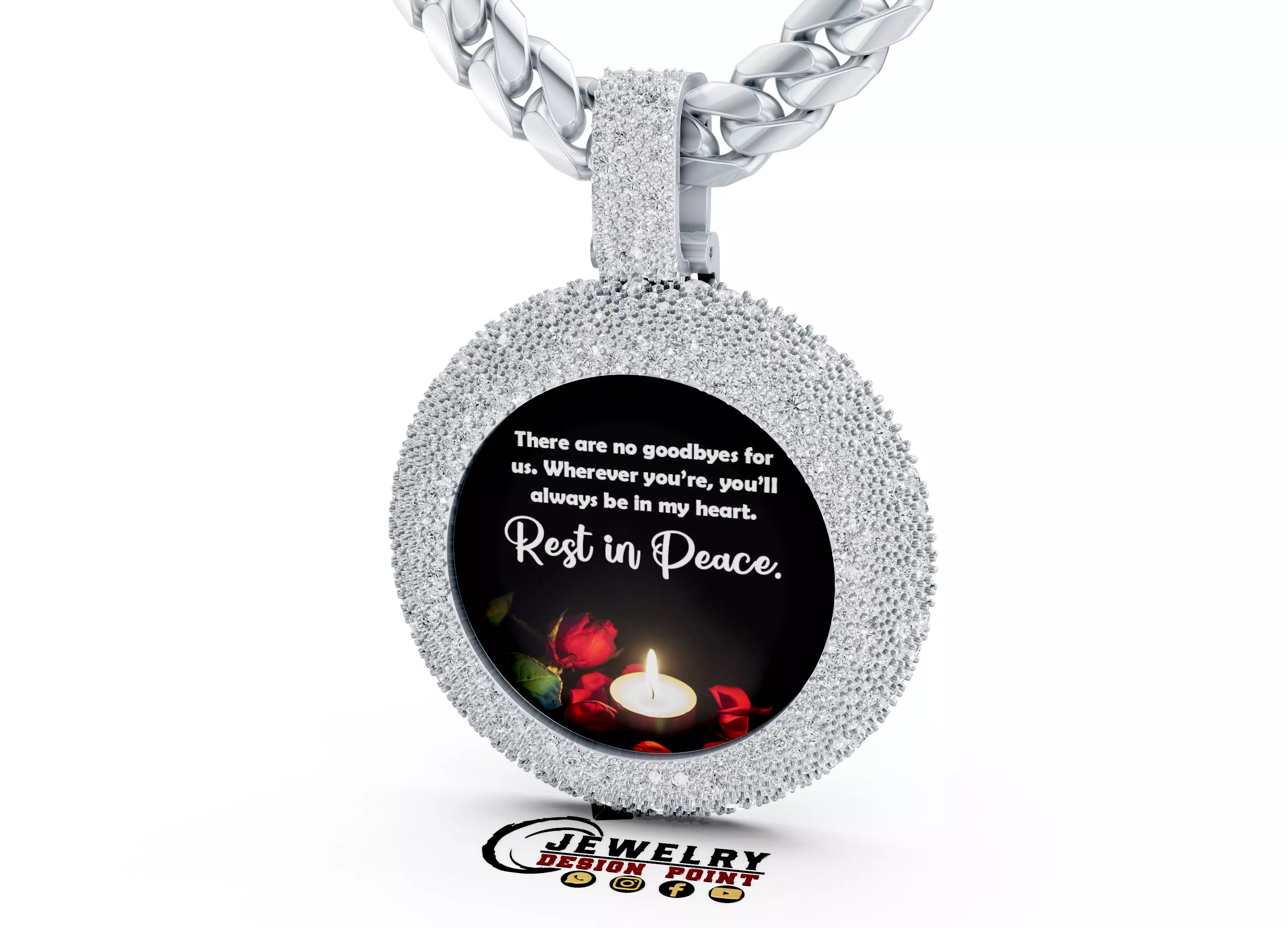 Custom RIP Memory Pictuer Pendant - Mosaic diamond Necklace  3D print model_3