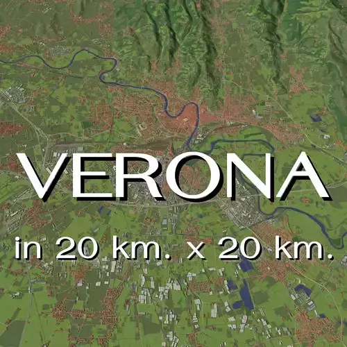 Verona Italy in 20 km x 20 km - city and urban