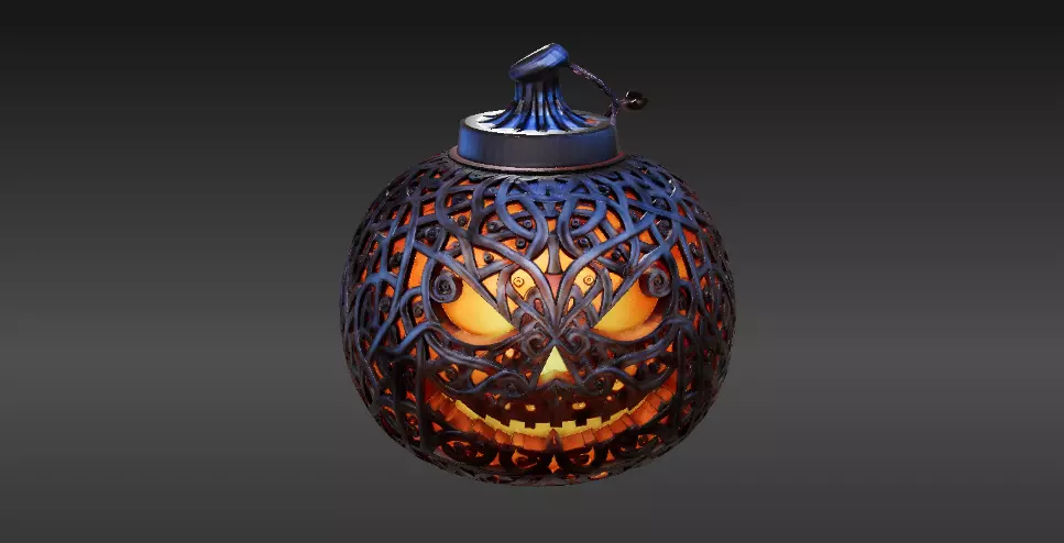 Twisted Vine Jack-o-Lantern Lantern 3D Print Model Carved 3D print model_1