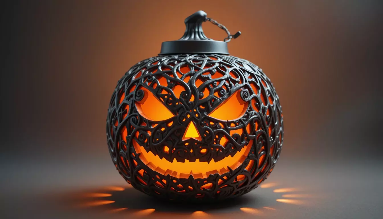 Twisted Vine Jack-o-Lantern Lantern 3D Print Model Carved 3D print model_0