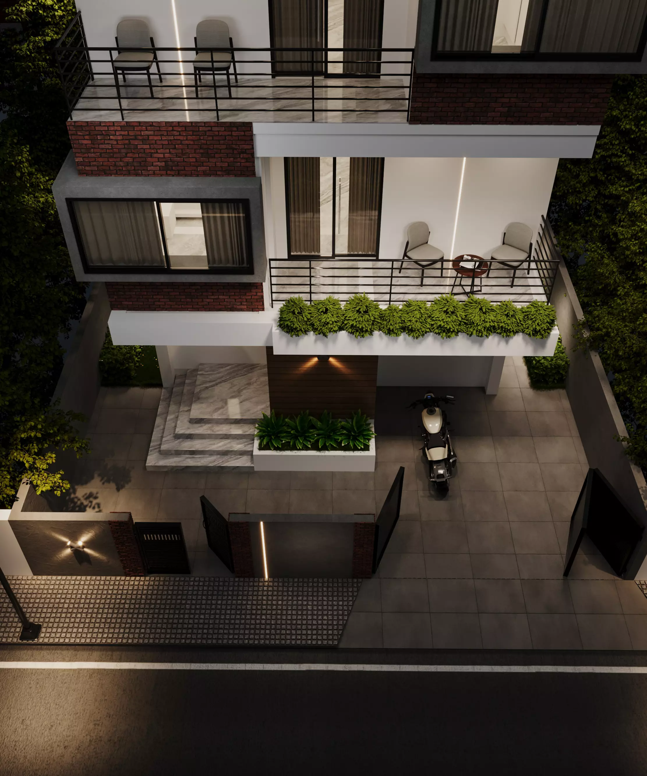 Modern 3 storey house 3d model  3D model_1