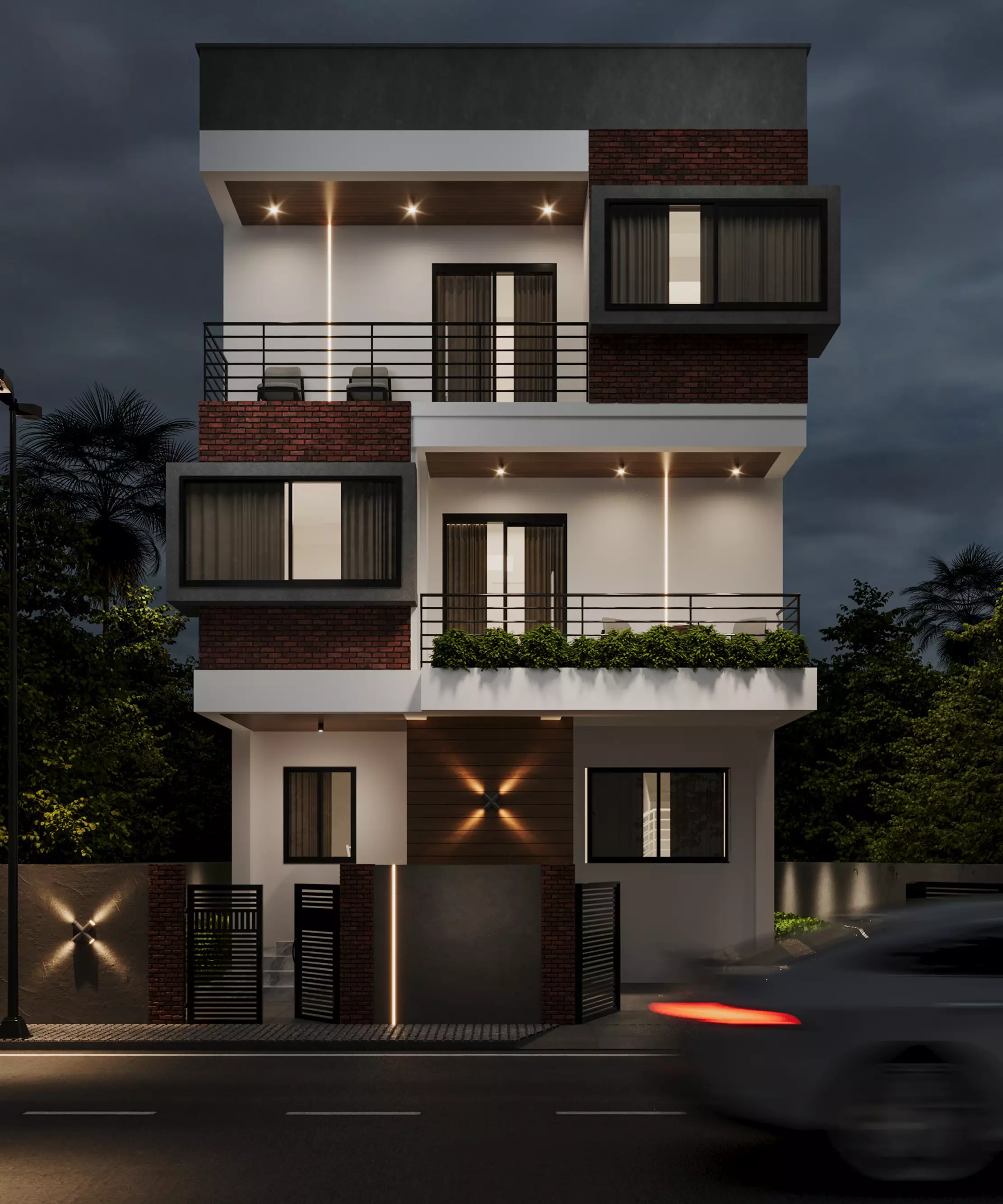 Modern 3 storey house 3d model  3D model_0