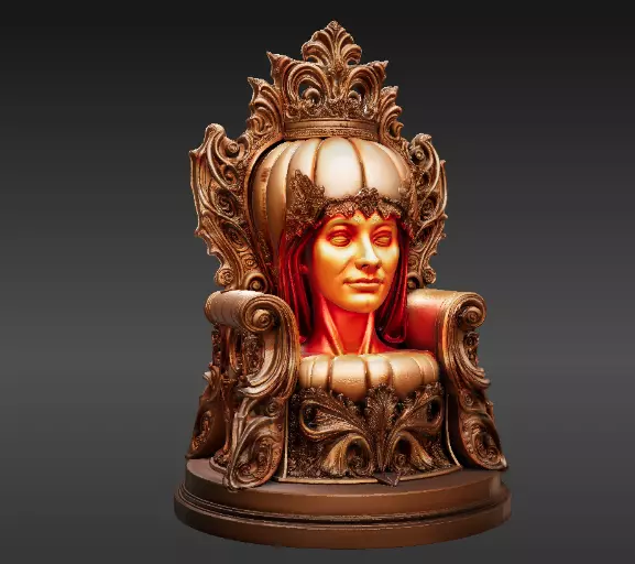 Royal Pumpkin Throne Lantern 3D Print Model Ornate Carved  3D print model_6