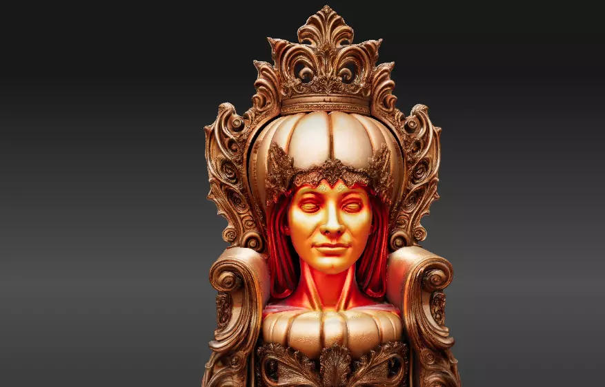 Royal Pumpkin Throne Lantern 3D Print Model Ornate Carved  3D print model_7