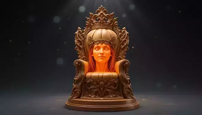 Royal Pumpkin Throne Lantern 3D Print Model Ornate Carved  3D print model